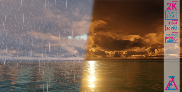 Sun Rain Clouds Ocean Motion Graphics Videohive